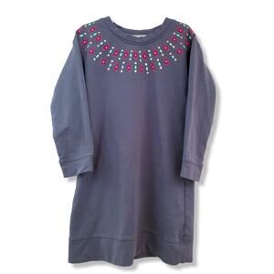 Gymboree 5/6 Girls Charcoal Gray Holiday Embroidered Dress